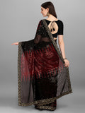 Black & Red Pyramid Sequin Designer Georgette Saree