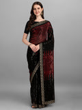 Black & Red Pyramid Sequin Designer Georgette Saree
