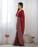 Radiant Red Sequin Saree – Glamorous Festive & Partywear Saree