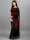 Black & Red Pyramid Sequin Designer Georgette Saree