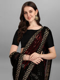 Black & Red Pyramid Sequin Designer Georgette Saree
