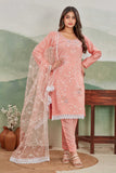 Peach Embroidered Salwar Suit with Net Dupatta