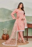 Peach Embroidered Salwar Suit with Net Dupatta