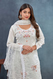 Graceful Off-White Embroidered Salwar Suit with Net Dupatta