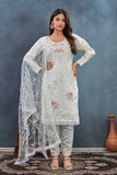 Graceful Off-White Embroidered Salwar Suit with Net Dupatta