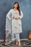 Graceful Off-White Embroidered Salwar Suit with Net Dupatta