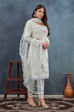 Graceful Off-White Embroidered Salwar Suit with Net Dupatta