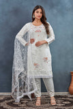 Graceful Off-White Embroidered Salwar Suit with Net Dupatta