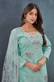 Refreshing Mint Green Embroidered Salwar Suit with Net Dupatta