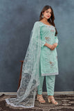 Refreshing Mint Green Embroidered Salwar Suit with Net Dupatta