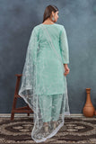 Refreshing Mint Green Embroidered Salwar Suit with Net Dupatta
