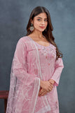 Elegant Light Pink Embroidered Salwar Suit with Net Dupatta