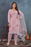 Elegant Light Pink Embroidered Salwar Suit with Net Dupatta