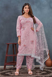 Elegant Light Pink Embroidered Salwar Suit with Net Dupatta