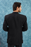 Men's Indian Ethnic Jacquard Silk Jodhpuri Coat Jacket Indo-Western Blazer with Mandarin Collar