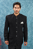 Men's Indian Ethnic Jacquard Silk Jodhpuri Coat Jacket Indo-Western Blazer with Mandarin Collar