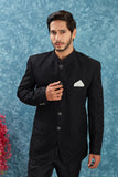 Men's Indian Ethnic Jacquard Silk Jodhpuri Coat Jacket Indo-Western Blazer with Mandarin Collar