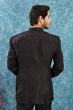 Men's Indian Ethnic Jacquard Silk Jodhpuri Coat Jacket Indo-Western Blazer with Mandarin Collar