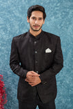 Men's Indian Ethnic Jacquard Silk Jodhpuri Coat Jacket Indo-Western Blazer with Mandarin Collar
