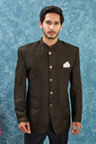 Men's Indian Ethnic Jacquard Silk Jodhpuri Coat Jacket Indo-Western Blazer with Mandarin Collar