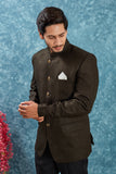 Men's Indian Ethnic Jacquard Silk Jodhpuri Coat Jacket Indo-Western Blazer with Mandarin Collar