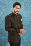 Men's Indian Ethnic Jacquard Silk Jodhpuri Coat Jacket Indo-Western Blazer with Mandarin Collar