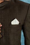 Men's Indian Ethnic Jacquard Silk Jodhpuri Coat Jacket Indo-Western Blazer with Mandarin Collar