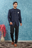 Men's Indian Ethnic Jacquard Silk Jodhpuri Coat Jacket Indo-Western Blazer with Mandarin Collar