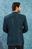 Men's Indian Ethnic Jacquard Silk Jodhpuri Coat Jacket Indo-Western Blazer with Mandarin Collar