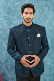 Men's Indian Ethnic Jacquard Silk Jodhpuri Coat Jacket Indo-Western Blazer with Mandarin Collar
