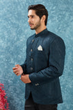 Men's Indian Ethnic Jacquard Silk Jodhpuri Coat Jacket Indo-Western Blazer with Mandarin Collar