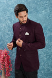 Men's Indian Ethnic Jacquard Silk Jodhpuri Coat Jacket Indo-Western Blazer with Mandarin Collar