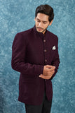 Men's Indian Ethnic Jacquard Silk Jodhpuri Coat Jacket Indo-Western Blazer with Mandarin Collar
