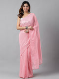 Midnight Noir Pink Sequin Georgette Saree For Women