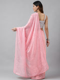 Midnight Noir Pink Sequin Georgette Saree For Women