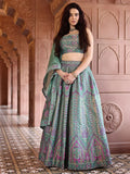 Zoya Mint Green Banarasi Silk Lehenga Set with Dupatta