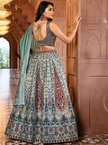 Sage Royalty Ethnic Print Lehenga Set