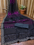 Black & Wine Pyramid Sequin Designer Georgette Saree
