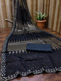 Black & Gold Pyramid Sequin Designer Georgette Saree