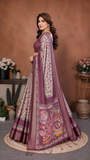 Wine Kalamkari Banarasi Silk Half Saree Lehenga Choli, South Indian Langa Voni Set