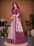 Wine Banarasi Silk Half Saree Lehenga Choli, South Indian Langa Voni Set