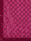 Wine Sequin Georgette Saree with Geometric Diamond Embroidery