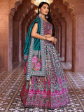 Teal & Magenta Heritage Print Lehenga Set