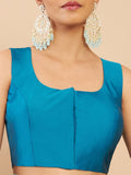 Women's Solid Silk Sleeveless Blouse Square Neck Festive Ethnic Wear