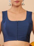 Women's Solid Silk Sleeveless Blouse Square Neck Festive Ethnic Wear
