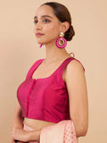 Women's Solid Silk Sleeveless Blouse Square Neck Festive Ethnic Wear
