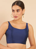 Women's Solid Silk Sleeveless Blouse Top Scoop Neck Ethnic & Party Wear for Saree, Lehenga, Skirt