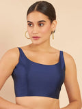 Women's Solid Silk Sleeveless Blouse Top Scoop Neck Ethnic & Party Wear for Saree, Lehenga, Skirt