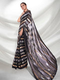 Black Sequin Striped Georgette Saree Glamorous Party & Evening Wear Saree