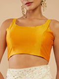 Women's Solid Silk Sleeveless Blouse Top Scoop Neck Ethnic & Party Wear for Saree, Lehenga, Skirt